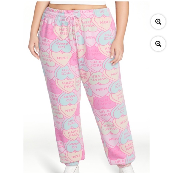 Wound Up Pants - Wound Up Women’s Pink Assorted Candy Heart Joggers Size XXL (20) NWT
